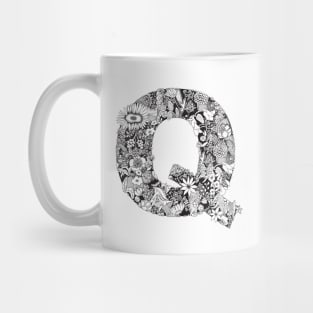 Floral Letter Q Mug